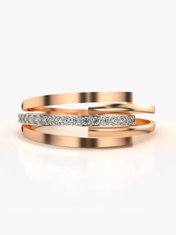Valanova - Sterling Silver Plated with Rose Gold and Certified Lab Grown Diamond 0.13Cts Ring
