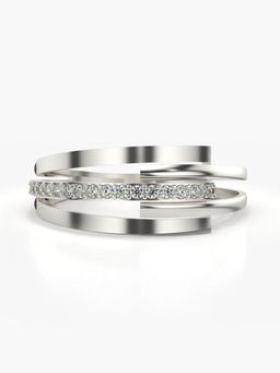Valanova - Sterling Silver Plated with White Gold and Certified Lab Grown Diamond 0.13Cts Ring