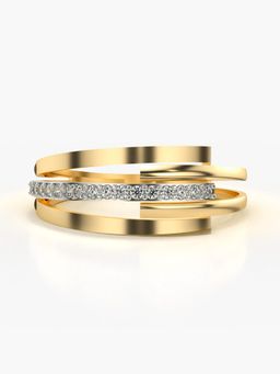 Valanova - Sterling Silver Plated with Yellow Gold and Certified Lab Grown Diamond 0.13Cts Ring