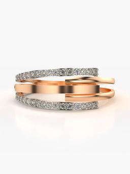 Valanova - Sterling Silver Plated with Rose Gold and Certified Lab Grown Diamond 0.24Cts Ring