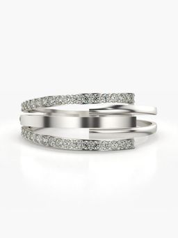 Valanova - Sterling Silver Plated with White Gold and Certified Lab Grown Diamond 0.24Cts Ring