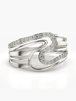 Valanova - Sterling Silver Plated with White Gold and Certified Lab Grown Diamond 0.31Cts Ring
