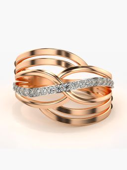 Valanova - Sterling Silver Plated with Rose Gold and Certified Lab Grown Diamond 0.22Cts Ring