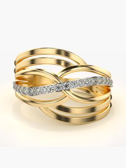 Valanova - Sterling Silver Plated with Yellow Gold and Certified Lab Grown Diamond 0.22Cts Ring