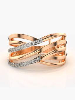 Valanova - Sterling Silver Plated with Rose Gold and Certified Lab Grown Diamond 0.20Cts Ring