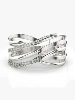 Valanova - Sterling Silver Plated with White Gold and Certified Lab Grown Diamond 0.20Cts Ring