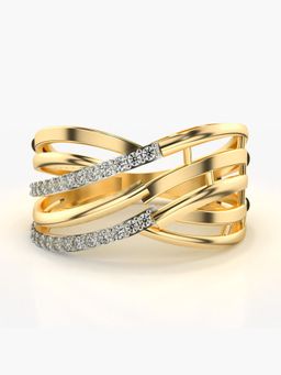 Valanova - Sterling Silver Plated with Yellow Gold and Certified Lab Grown Diamond 0.20Cts Ring