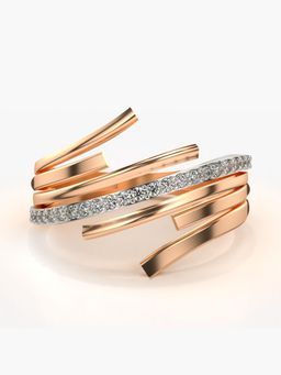 Valanova - Sterling Silver Plated with Rose Gold and Certified Lab Grown Diamond 0.20Cts Ring