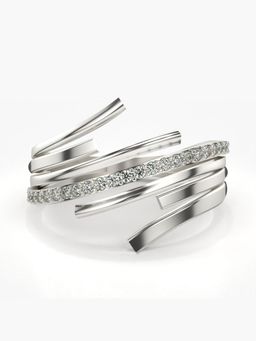 Valanova - Sterling Silver Plated with White Gold and Certified Lab Grown Diamond 0.20Cts Ring