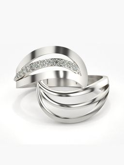 Valanova - Sterling Silver Plated with White Gold and Certified Lab Grown Diamond 0.09Cts Ring