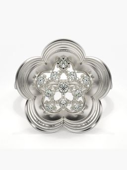 Valanova - Sterling Silver Plated with White Gold and Certified Lab Grown Diamond 0.15Cts Ring