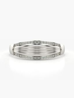 Valanova - Sterling Silver Plated with White Gold and Certified Lab Grown Diamond 0.14Cts Ring