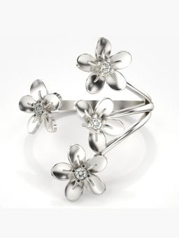 Valanova - Sterling Silver Plated with White Gold and Certified Lab Grown Diamond 0.09Cts Ring