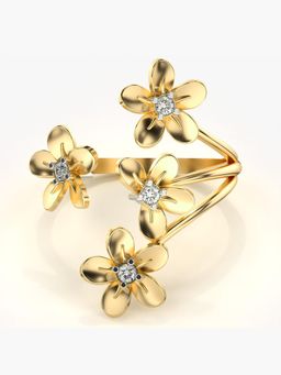 Valanova - Sterling Silver Plated with Yellow Gold and Certified Lab Grown Diamond 0.09Cts Ring