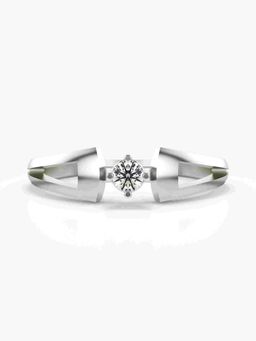 Valanova - Sterling Silver Plated with White Gold and Certified Lab Grown Diamond 0.11Cts Ring