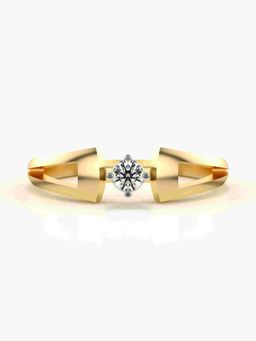 Valanova - Sterling Silver Plated with Yellow Gold and Certified Lab Grown Diamond 0.11Cts Ring
