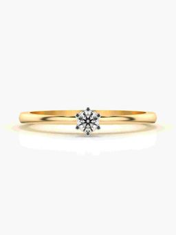 Valanova - Sterling Silver Plated with Yellow Gold and Certified Lab Grown Diamond 0.11Cts Ring