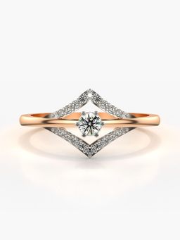 Valanova - Sterling Silver Plated with Rose Gold and Certified Lab Grown Diamond 0.22Cts Ring