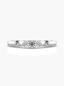 Valanova - Sterling Silver Plated with White Gold and Certified Lab Grown Diamond 0.14Cts Ring