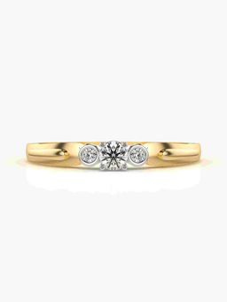 Valanova - Sterling Silver Plated with Yellow Gold and Certified Lab Grown Diamond 0.14Cts Ring