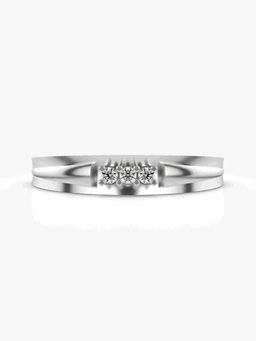 Valanova - Sterling Silver Plated with White Gold and Certified Lab Grown Diamond 0.06Cts Ring
