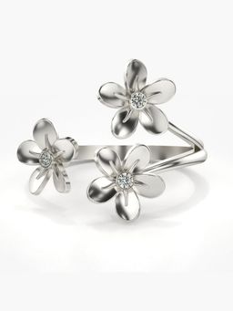 Valanova - Sterling Silver Plated with White Gold and Certified Lab Grown Diamond 0.07Cts Ring