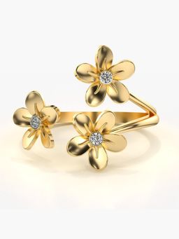 Valanova - Sterling Silver Plated with Yellow Gold and Certified Lab Grown Diamond 0.07Cts Ring