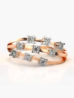 Valanova - Sterling Silver Plated with Rose Gold and Certified Lab Grown Diamond 0.40Cts Ring