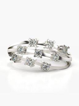 Valanova - Sterling Silver Plated with White Gold and Certified Lab Grown Diamond 0.40Cts Ring