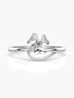 Valanova - Sterling Silver Plated with White Gold and Certified Lab Grown Diamond 0.03Cts Ring