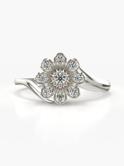 Valanova - Sterling Silver Plated with White Gold and Certified Lab Grown Diamond 0.21Cts Ring