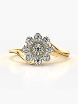 Valanova - Sterling Silver Plated with Yellow Gold and Certified Lab Grown Diamond 0.21Cts Ring