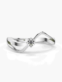 Valanova - Sterling Silver Plated with White Gold and Certified Lab Grown Diamond 0.11Cts Ring