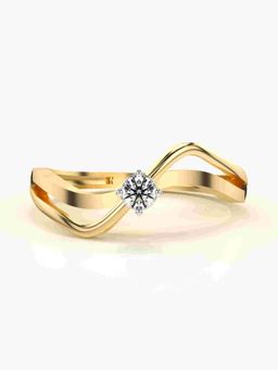 Valanova - Sterling Silver Plated with Yellow Gold and Certified Lab Grown Diamond 0.11Cts Ring
