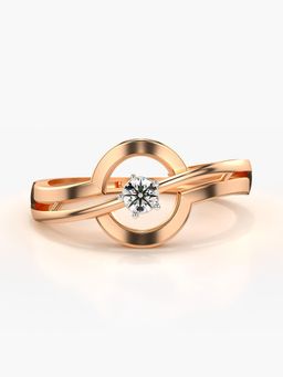 Valanova - Sterling Silver Plated with Rose Gold and Certified Lab Grown Diamond 0.11Cts Ring