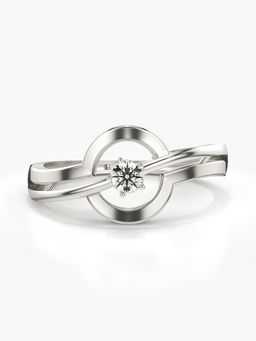Valanova - Sterling Silver Plated with White Gold and Certified Lab Grown Diamond 0.11Cts Ring