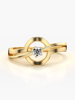 Valanova - Sterling Silver Plated with Yellow Gold and Certified Lab Grown Diamond 0.11Cts Ring