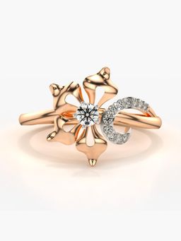 Valanova - Sterling Silver Plated with Rose Gold and Certified Lab Grown Diamond 0.19Cts Ring