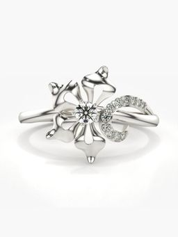 Valanova - Sterling Silver Plated with White Gold and Certified Lab Grown Diamond 0.19Cts Ring