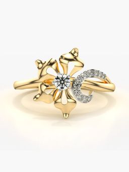Valanova - Sterling Silver Plated with Yellow Gold and Certified Lab Grown Diamond 0.19Cts Ring