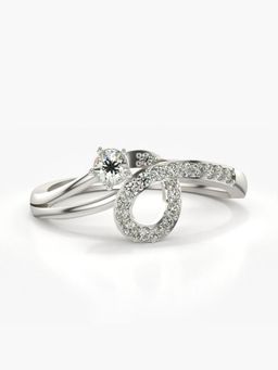 Valanova - Sterling Silver Plated with White Gold and Certified Lab Grown Diamond 0.27Cts Ring