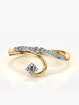 Valanova - Sterling Silver Plated with Yellow Gold and Certified Lab Grown Diamond 0.23Cts Ring