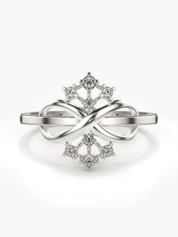 Valanova - Sterling Silver Plated with White Gold and Certified Lab Grown Diamond 0.11Cts Ring