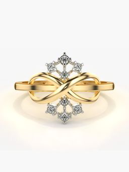 Valanova - Sterling Silver Plated with Yellow Gold and Certified Lab Grown Diamond 0.11Cts Ring