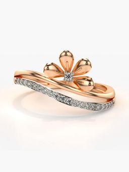 Valanova - Sterling Silver Plated with Rose Gold and Certified Lab Grown Diamond 0.16Cts Ring