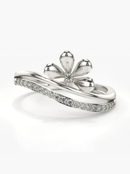 Valanova - Sterling Silver Plated with White Gold and Certified Lab Grown Diamond 0.16Cts Ring
