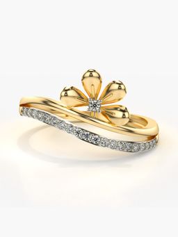 Valanova - Sterling Silver Plated with Yellow Gold and Certified Lab Grown Diamond 0.16Cts Ring