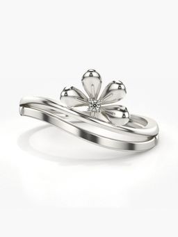 Valanova - Sterling Silver Plated with White Gold and Certified Lab Grown Diamond 0.01Cts Ring