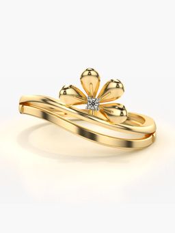 Valanova - Sterling Silver Plated with Yellow Gold and Certified Lab Grown Diamond 0.01Cts Ring