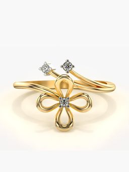 Valanova - Sterling Silver Plated with Yellow Gold and Certified Lab Grown Diamond 0.06Cts Ring